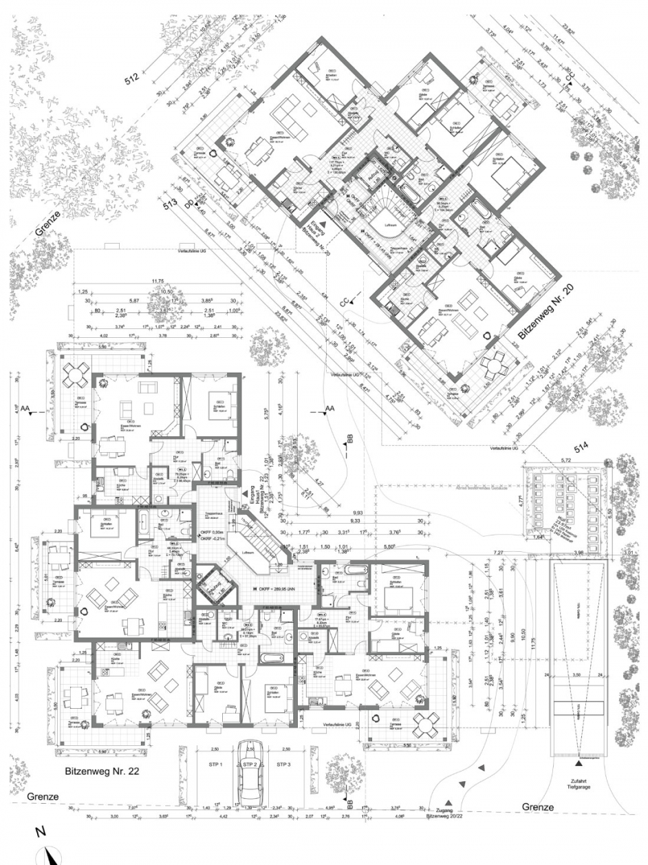 Grundriss Haus1 + Haus2